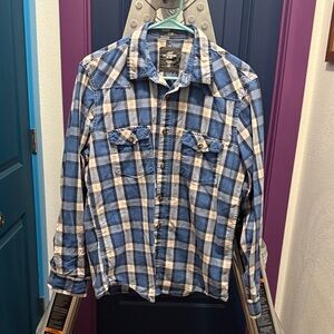 H&M Blue and White Plaid Men's Shirt
